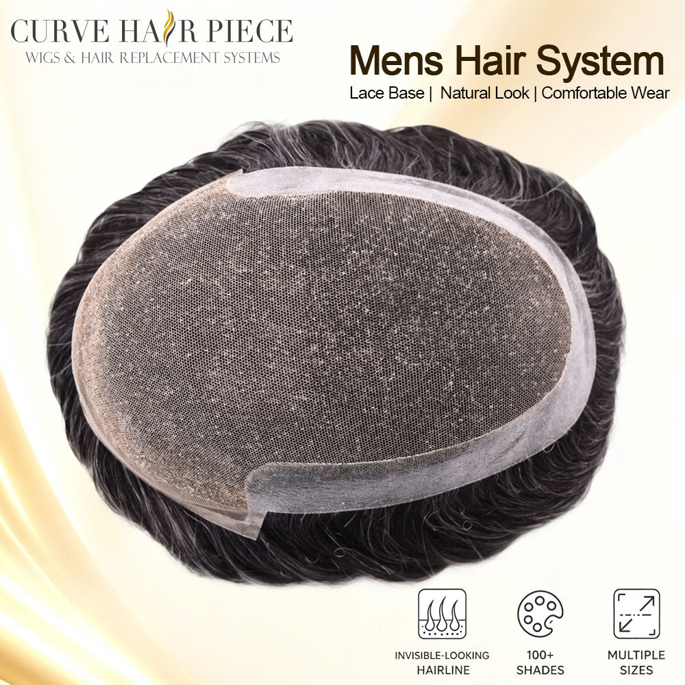 Mens Toupee Soft French Lace Front Hair Replacement System Bleached Konts Mens Hair System Lace Front Natural Hairline Wigs for Men BX2