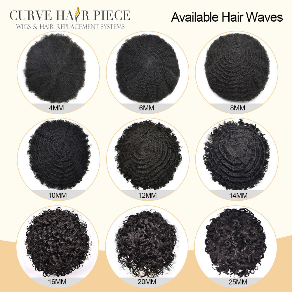 Afro Kink Curl Toupee for Black Men French Lace African American Human Hair Replacement Systems Breathable Hairpiece