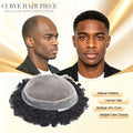 Curve Hair Units For Black Men Human Hair Replacement System Fine Mono Durable African American Mens Hairpiece