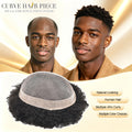 Afro Toupee for Black Men Fine Mono Lace Base 100% Real Human Hair Durable Mens Hair Replacement System Natural Afro Curly Hairpiece