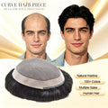 US Stock Monofilament Top Hair System for Men PU Around with Folded Lace Front Natural Hairline Toupee