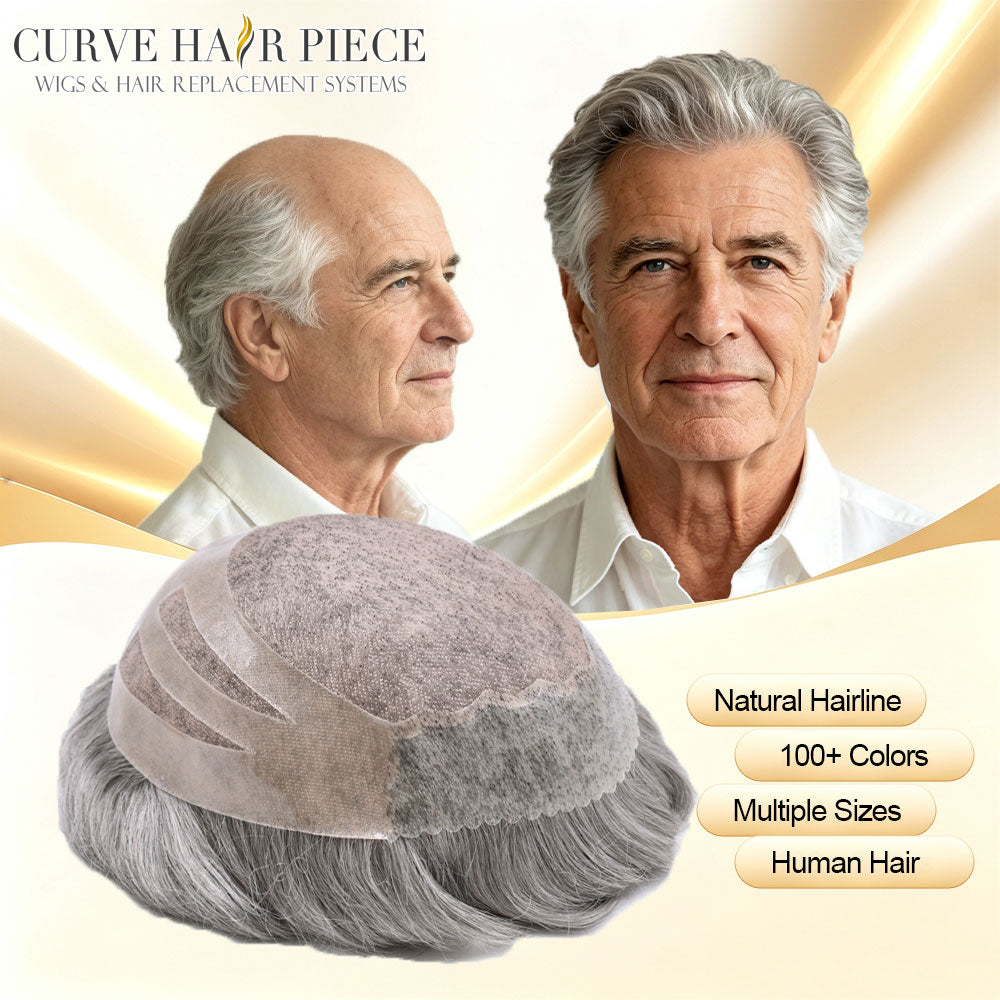 Fine Mono Toupee for Men Thin Skin Front Mens Toupee Human Hair Replacement System NPU Mens Hair Wig