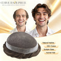 US Stock Men Hair System French Lace Center With Poly Skin Perimeter Human Hair Toupee, Invisible V Loop Knots Breathable Hairpiece | Fast USA Shipping