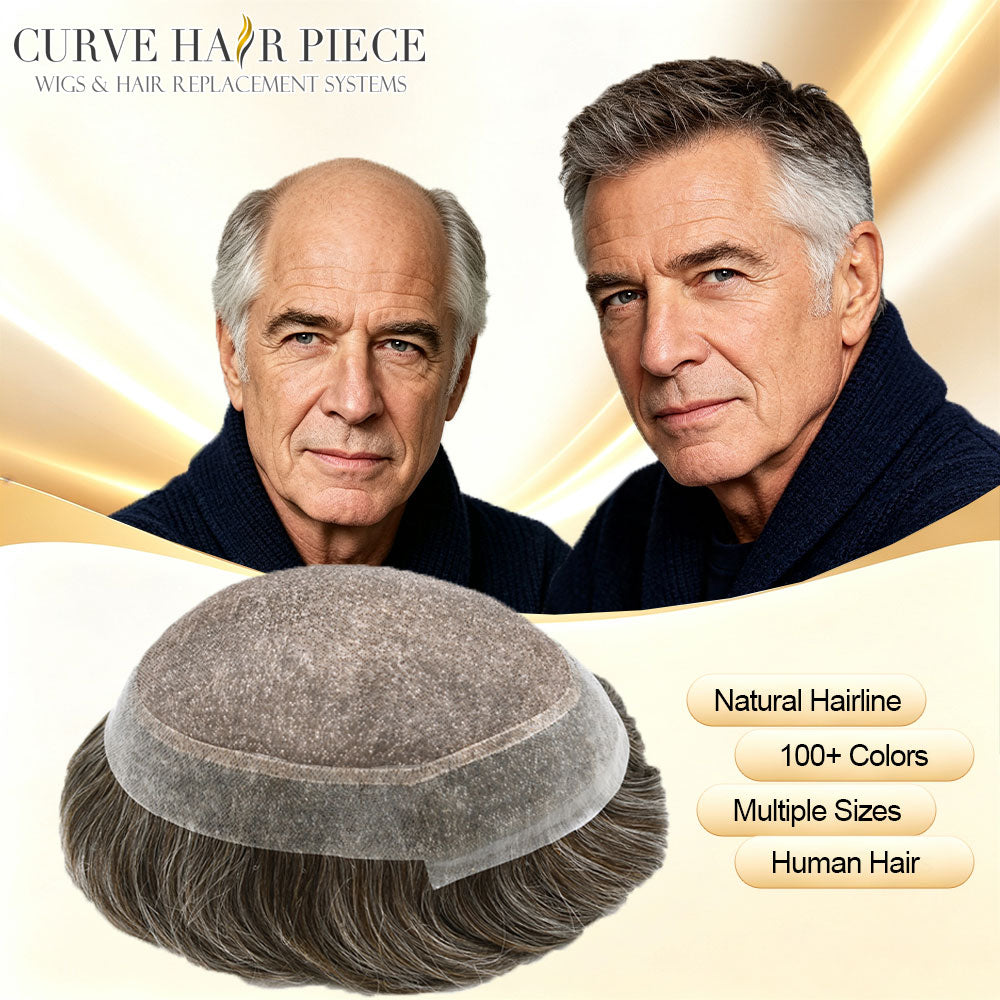 Fine Mono Mens Toupee Remy Virgin Human Hair Thin Skin Hair Replacement System Durable Monofilament Wig Hairpiece for Men