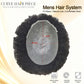 Afro Kinky Curly Toupee for Black Men Thin Skin Mens Toupee Human Hair Piece V-Looped PU Afro Curly African American Mens Hair Wig Units
