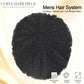 Afro Kinky Curly Toupee for Black Men Thin Skin Mens Toupee Human Hair Piece V-Looped PU Afro Curly African American Mens Hair Wig Units