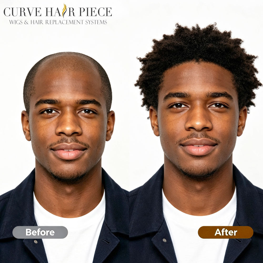 Afro Toupee for Black Men Fine Mono Lace Base 100% Real Human Hair Durable Mens Hair Replacement System Natural Afro Curly Hairpiece
