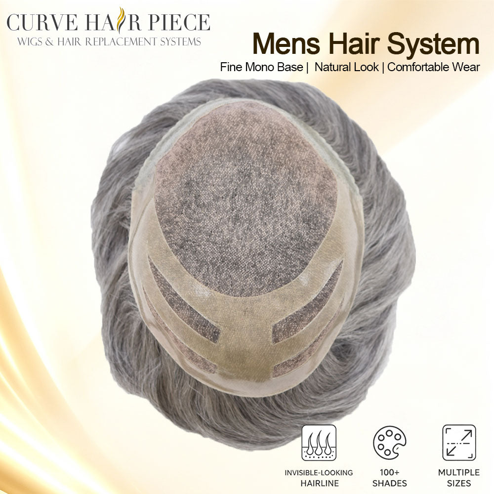 Fine Mono Toupee for Men Thin Skin Front Mens Toupee Human Hair Replacement System NPU Mens Hair Wig