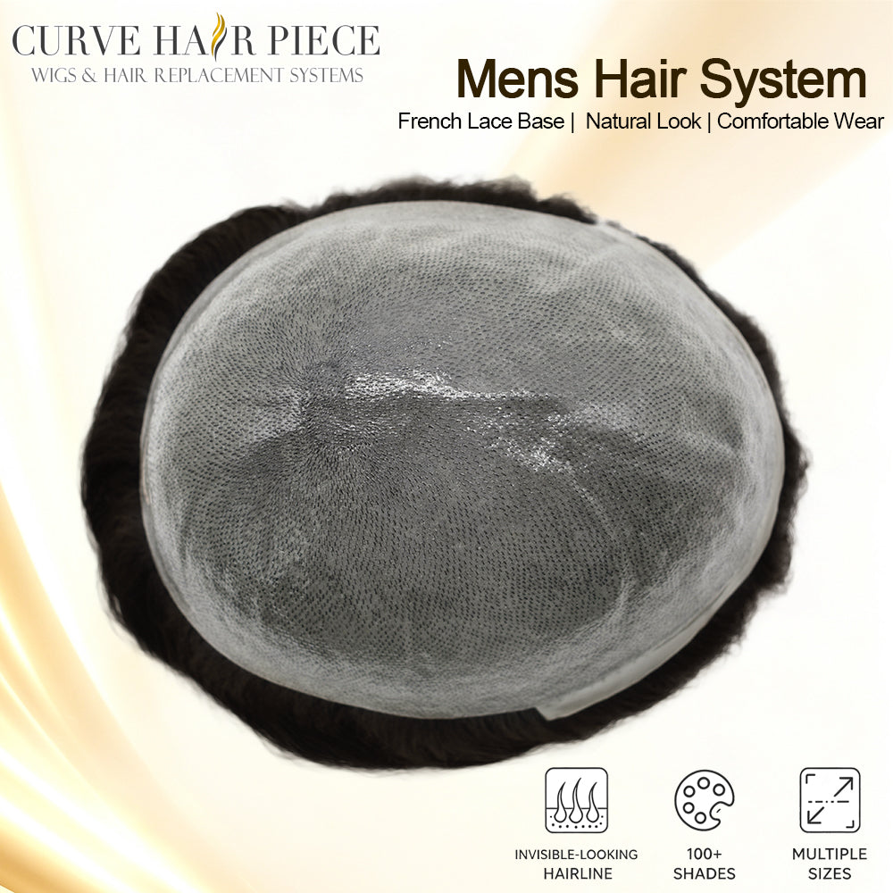 Ultra Thin Skin 0.06mm Mens Toupee Invisible Hair Replacement Thin Poly Hairpiece Natural Hairline Human Hair System Black Brown Blonde Gray V-Looped Wigs for Man