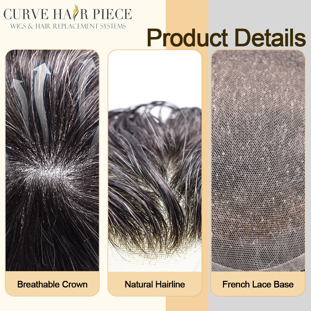 Mens Toupee Soft French Lace Front Hair Replacement System Bleached Konts Mens Hair System Lace Front Natural Hairline Wigs for Men BX2