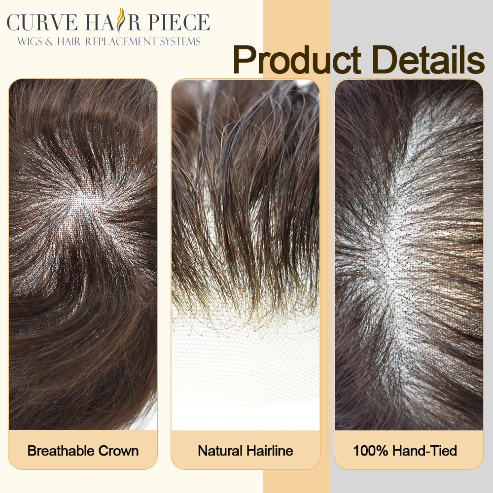 Mens Toupee Full French LACE Hairpiece Human HairReplacement System Transparent Lace Front Toupee for MenBleach Knots Wigs For Men Natural Hairline