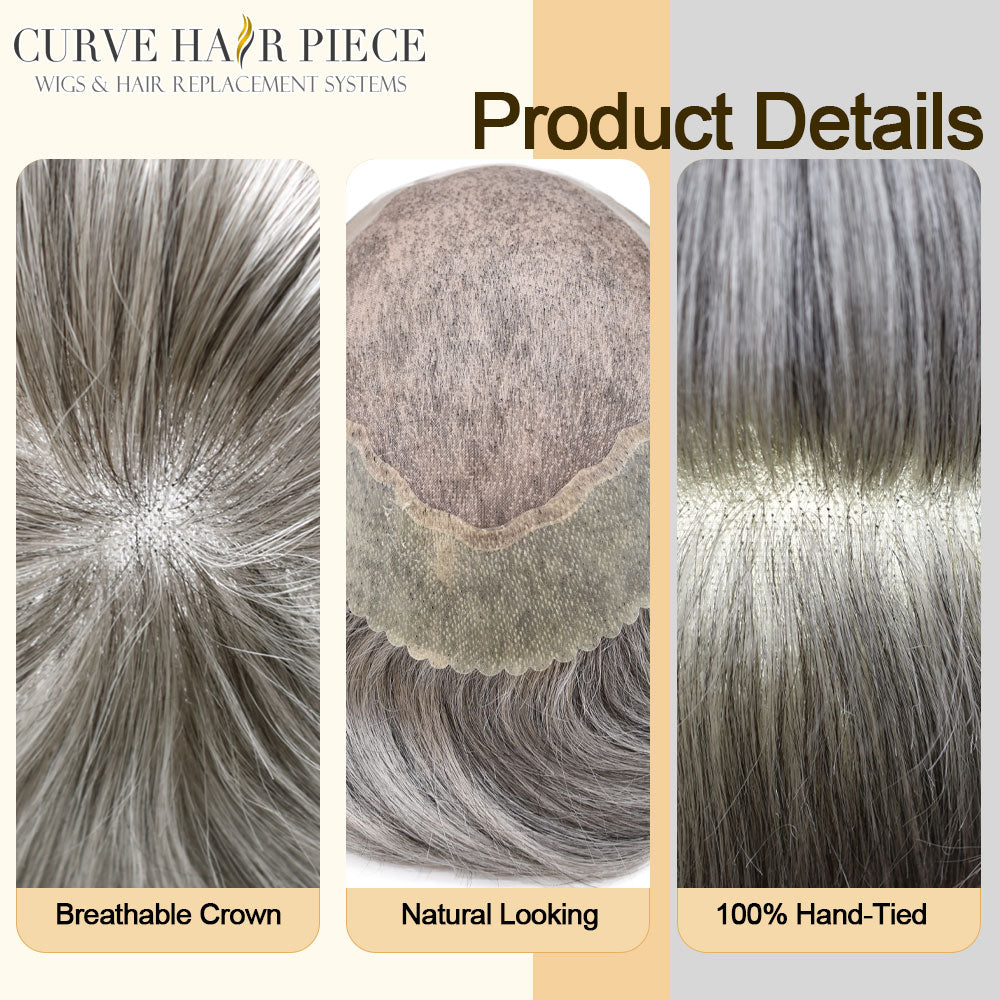 Fine Mono Toupee for Men Thin Skin Front Mens Toupee Human Hair Replacement System NPU Mens Hair Wig
