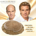 US Stock Men's Human Hair Toupee, French Lace Front With Poly Skin Coated Edge Hair System, Undetectable Bleached Knots Natural Hairline Breathable Hair Replacement For Daily & Salon Use