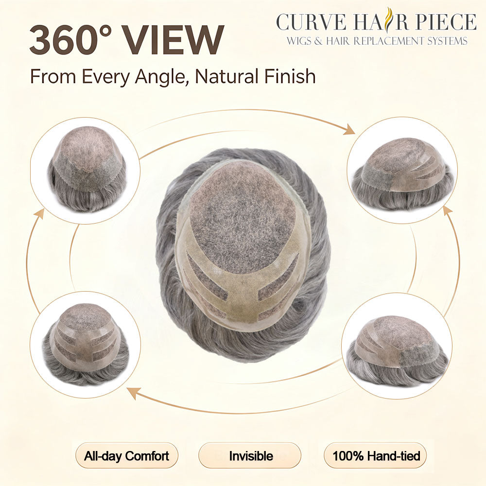 Fine Mono Toupee for Men Thin Skin Front Mens Toupee Human Hair Replacement System NPU Mens Hair Wig