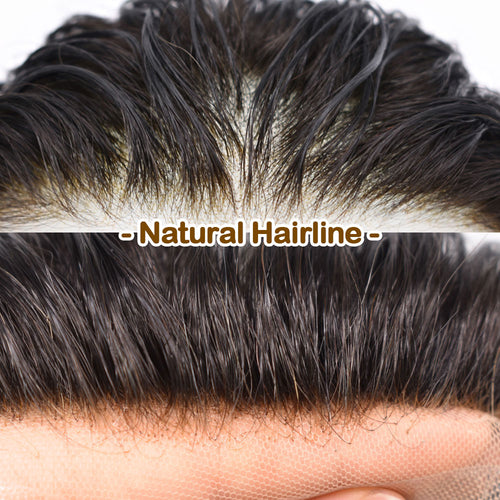 Curve Hair French Lace Front Mens Hair System Hand‑Tied Toupee For Men Undetectable Hairline Human Hairpiece