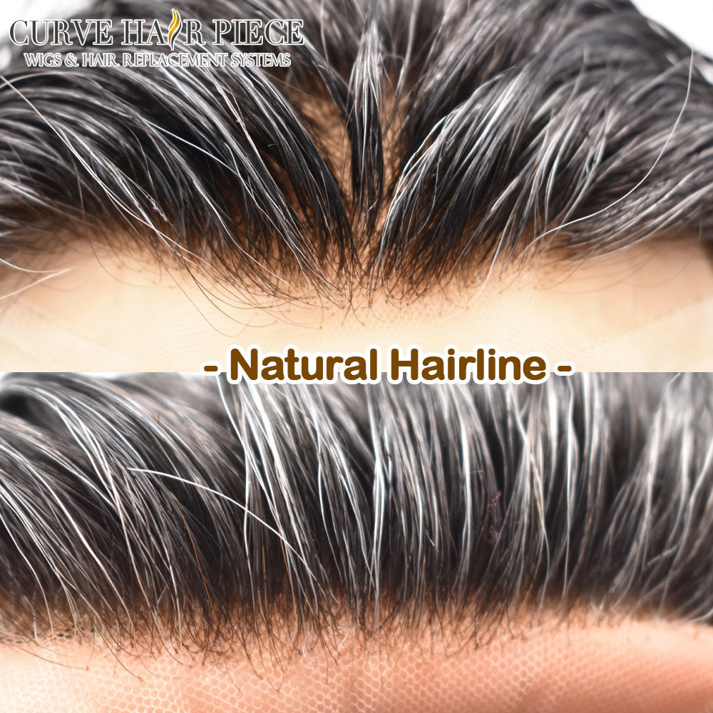 Mens Toupee Soft French Lace Front Hair Replacement System Bleached Konts Mens Hair System Lace Front Natural Hairline Wigs for Men BX2