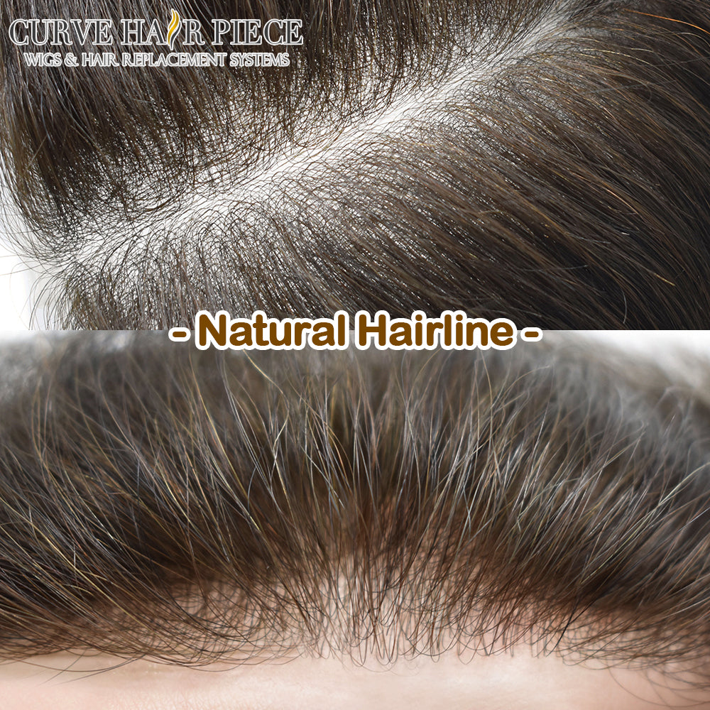 Pro-Grade 0.06mm Ultra Thin Skin Hair Systems for Men V-Looped Knots Mens Hairpieces Natural Hairline Toupee for Men
