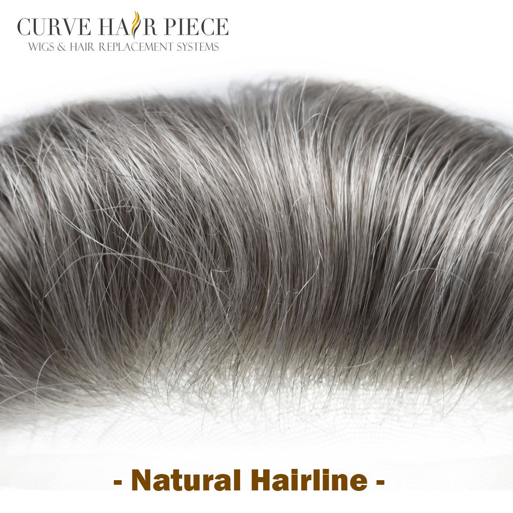 US Stock Men’s Human Hair Toupee Durable Fine Silk Monofilament Breathable Hair Replacement System For Daily & Salon Fast Domestic Shipping From USA Warehouse