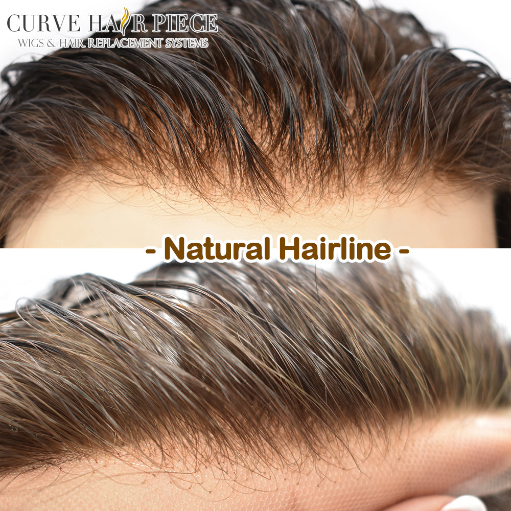 Mens Toupee Full French LACE Hairpiece Human HairReplacement System Transparent Lace Front Toupee for MenBleach Knots Wigs For Men Natural Hairline