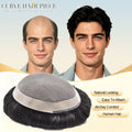 US Stock Monofilament Top Hair System for Men PU Around with Folded Lace Front Natural Hairline Toupee