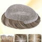 US Stock 0.08mm Thickness Full Thin Skin PU Human Hair System for Men V-Looped Knots Natural Hairline Toupee Mens Hairpieces