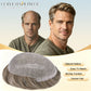 US Stock 0.08mm Thickness Full Thin Skin PU Human Hair System for Men V-Looped Knots Natural Hairline Toupee Mens Hairpieces