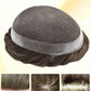 US Stock Men Hair System French Lace Center With Poly Skin Perimeter Human Hair Toupee, Invisible V Loop Knots Breathable Hairpiece | Fast USA Shipping