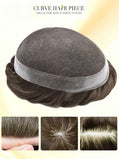 US Stock Men Hair System French Lace Center With Poly Skin Perimeter Human Hair Toupee, Invisible V Loop Knots Breathable Hairpiece | Fast USA Shipping