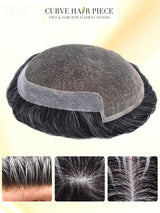 Mens Toupee Soft French Lace Front Hair Replacement System Bleached Konts Mens Hair System Lace Front Natural Hairline Wigs for Men BX2