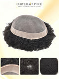Afro Toupee for Black Men Fine Mono Lace Base 100% Real Human Hair Durable Mens Hair Replacement System Natural Afro Curly Hairpiece