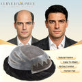 US Stock Fine Mono Toupee for Men French Lace Front Poly Skin Hair Replacement System Natural Hairline