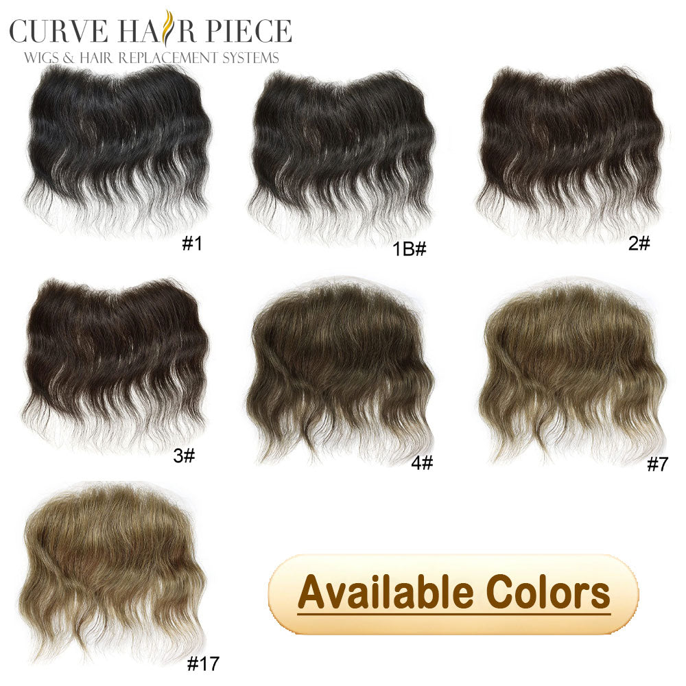 French Lace Mens Topper V- Shape Frontal Lace Front with PU Back 18CM x 4CM Indian Remy Human Hair For Receding Hairline Front Hair Loss Stock Replacement System