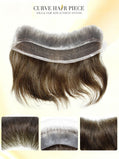 French Lace Mens Topper V- Shape Frontal Lace Front with PU Back 18CM x 4CM Indian Remy Human Hair For Receding Hairline Front Hair Loss Stock Replacement System