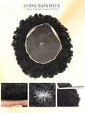 Afro Curl Toupee for Black Men Full Lace African American Gray Hair Replacement Systems Breathable All Transparent Lace Hairpiece Natural Hairline