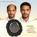 Afro Curl Toupee for Black Men Full Lace African American Gray Hair Replacement Systems Breathable All Transparent Lace Hairpiece Natural Hairline