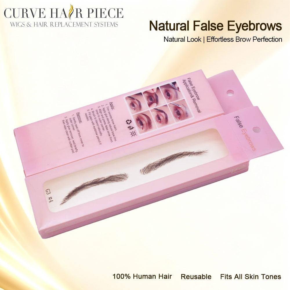 Human Hair False Eyebrows for Women, Hand-Tied with Invisible Lace Base – Natural Looking Fake Eyebrows for Thinning Brows & Alopecia #G3