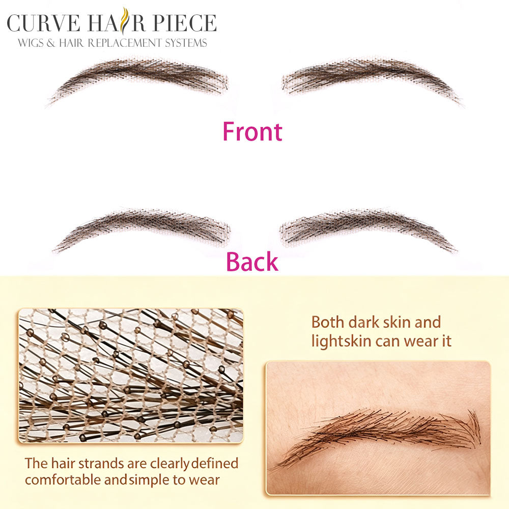 Human Hair False Eyebrows for Women, Hand-Tied with Invisible Lace Base – Natural Looking Fake Eyebrows for Thinning Brows & Alopecia #G3
