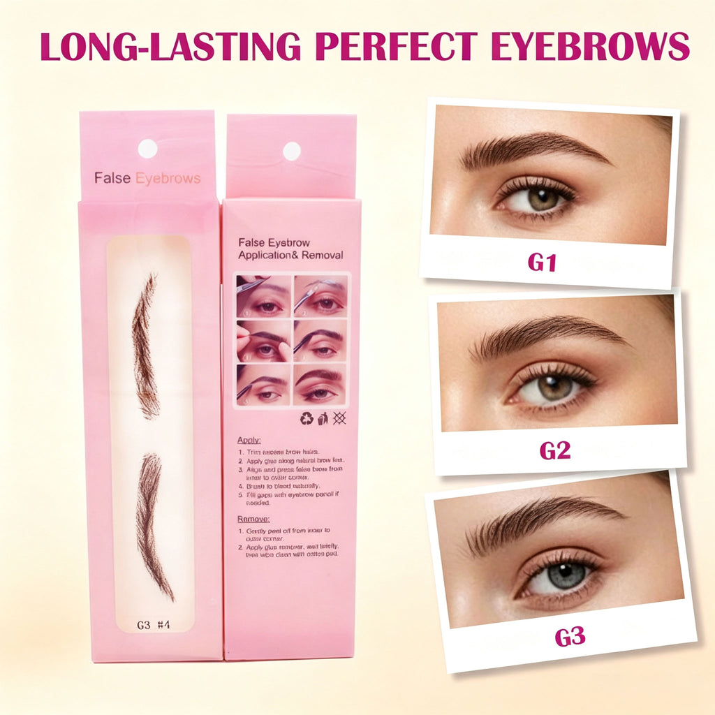 Human Hair False Eyebrows for Women, Hand-Tied with Invisible Lace Base – Natural Looking Fake Eyebrows for Thinning Brows & Alopecia #G3