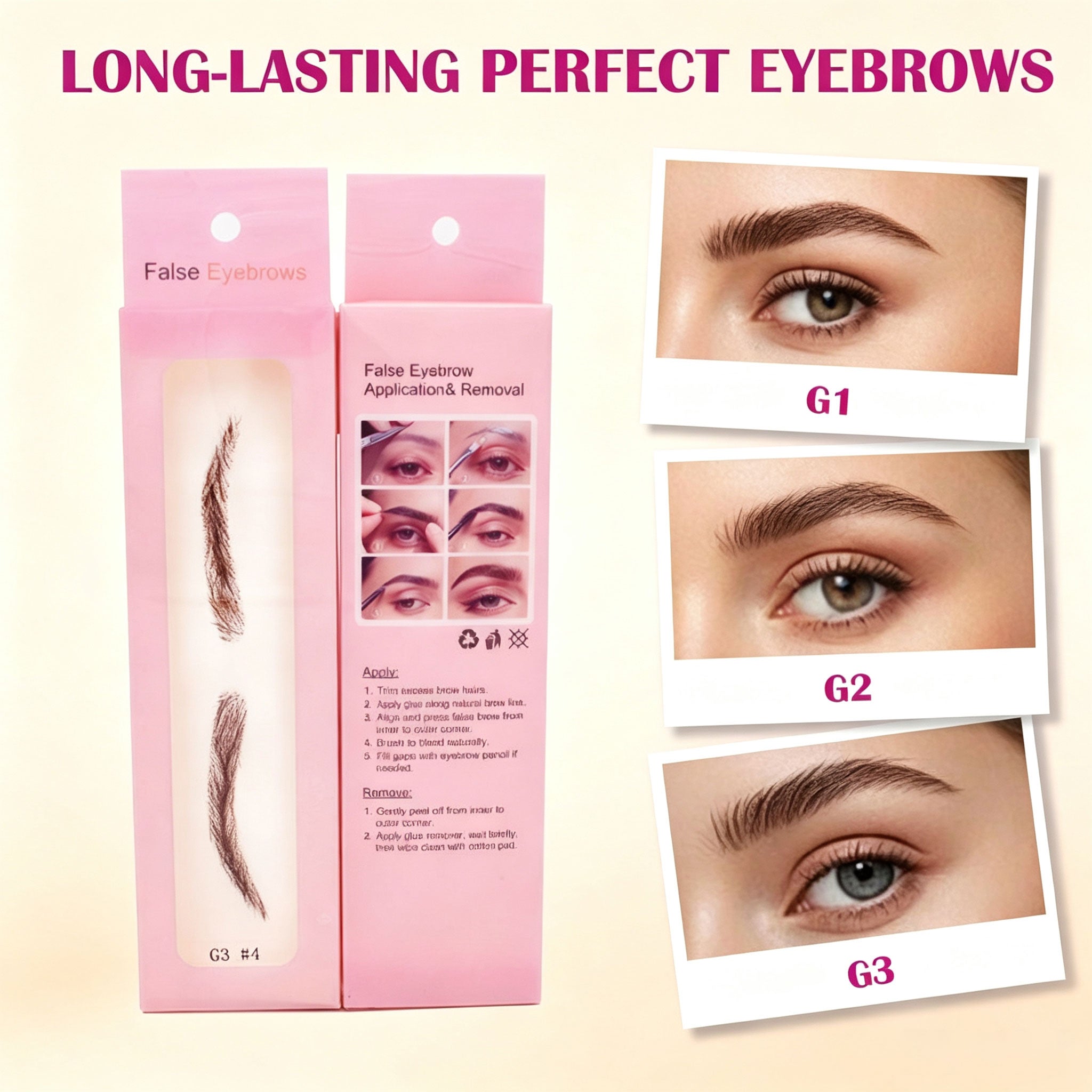 Human Hair False Eyebrows for Women, Hand-Tied with Invisible Lace Base – Natural Looking Fake Eyebrows for Thinning Brows & Alopecia #G3