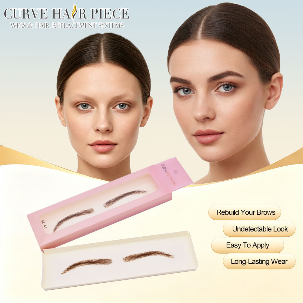 Human Hair False Eyebrows for Women, Hand-Tied with Invisible Lace Base – Natural Looking Fake Eyebrows for Thinning Brows & Alopecia #G3