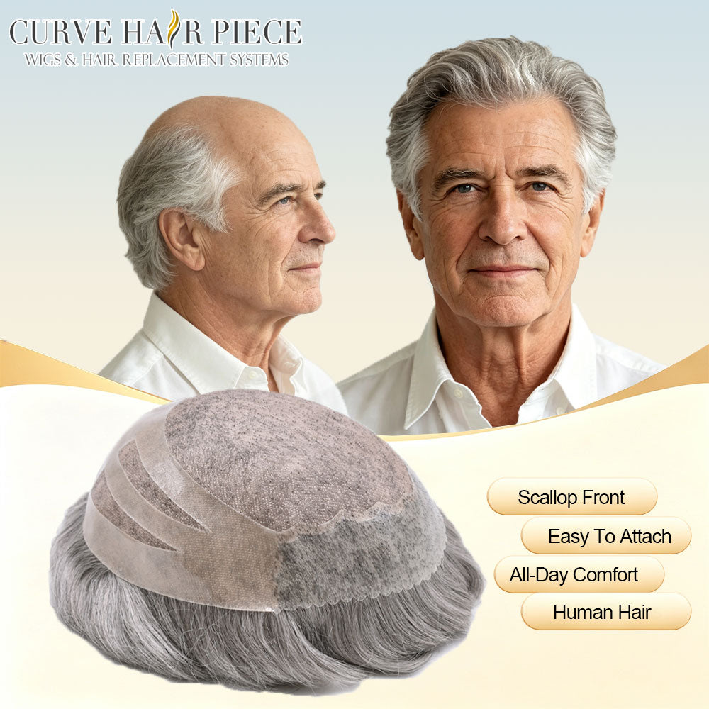 Fine Mono Toupee for Men Thin Skin Front Mens Toupee Human Hair Replacement System NPU Mens Hair Wig