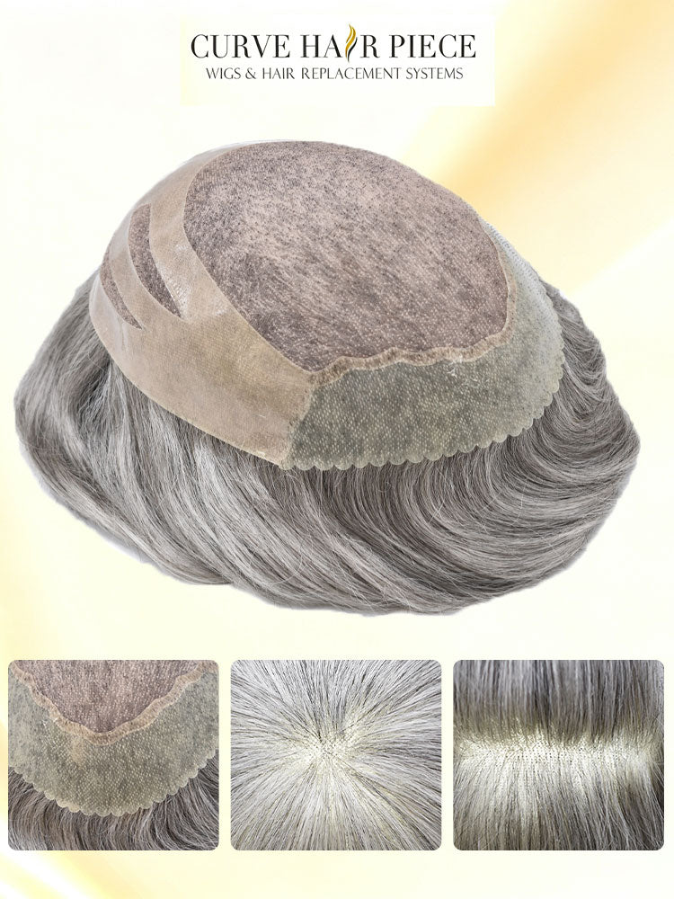Fine Mono Toupee for Men Thin Skin Front Mens Toupee Human Hair Replacement System NPU Mens Hair Wig
