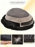Curve Hair Toupee for Men Welded Lace Front Replacement Durable Mono Base Poly Skin Natural Hairline Hairpieces Natural Black Human Hair System