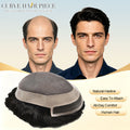 Curve Hair Toupee for Men Welded Lace Front Replacement Durable Mono Base Poly Skin Natural Hairline Hairpieces Natural Black Human Hair System