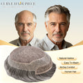 US Stock Men’s Human Hair Toupee Durable Fine Silk Monofilament Breathable Hair Replacement System For Daily & Salon Fast Domestic Shipping From USA Warehouse