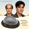 Mens Toupee Hairpiece European Human Hair Replacement Systems Soft Thin Skin Full Poly Durable Wig Units for Men