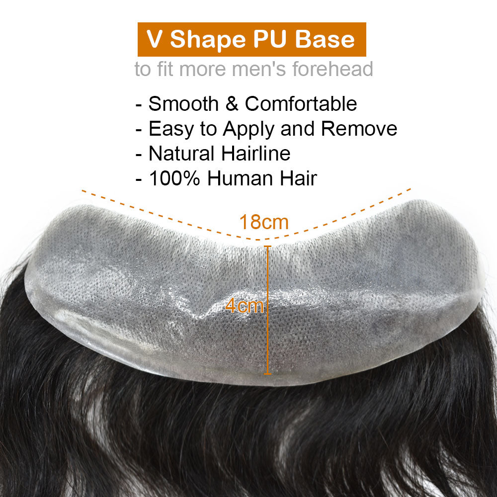 Mens Frontal Hairpiece Mens Hair Topper Forehead Hairline Skin PU Replacement System Natural Hairline Real Human Hair  US STOCK Fast Shipping