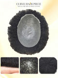 Afro Kinky Curly Toupee for Black Men Thin Skin Mens Toupee Human Hair Piece V-Looped PU Afro Curly African American Mens Hair Wig Units