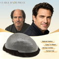 0.03mm Ultra Thin Skin Men's Toupee Invisible Hair Replacements Thin Poly Hairpiece Natural Hairline Human Hair System Black Brown Blonde Gray V-Looped Wigs for Man