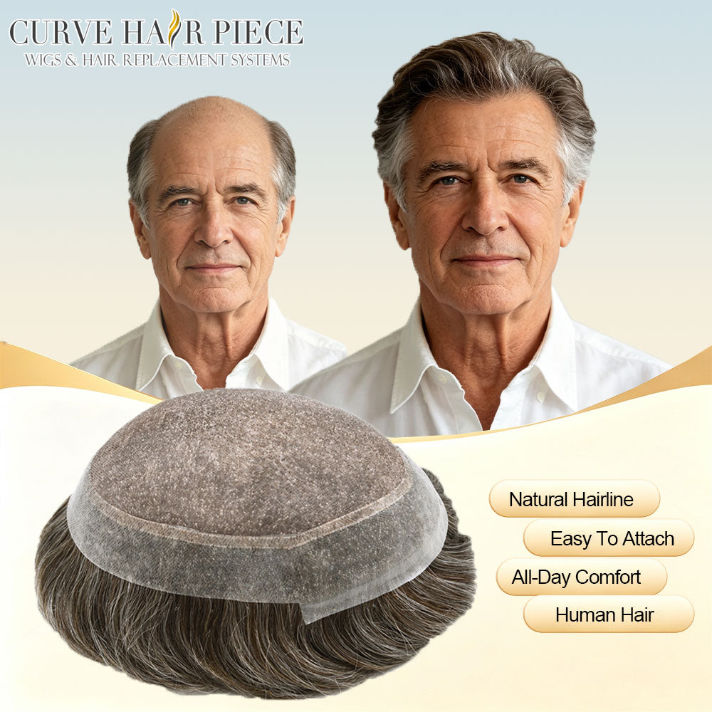 Fine Mono Mens Toupee Remy Virgin Human Hair Thin Skin Hair Replacement System Durable Monofilament Wig Hairpiece for Men